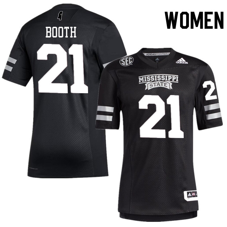 Women #21 Davon Booth Mississippi State Bulldogs College Football Jerseys Stitched-Black